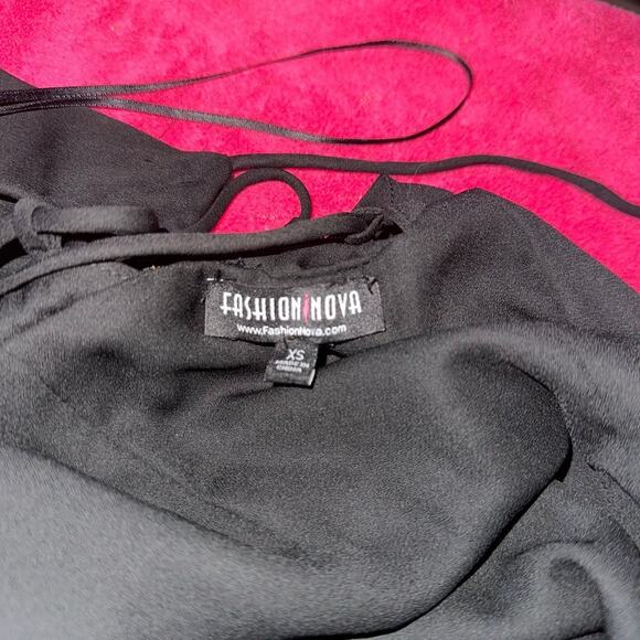 Black Ruffle Dress With Side Split - Picture 7 of 7